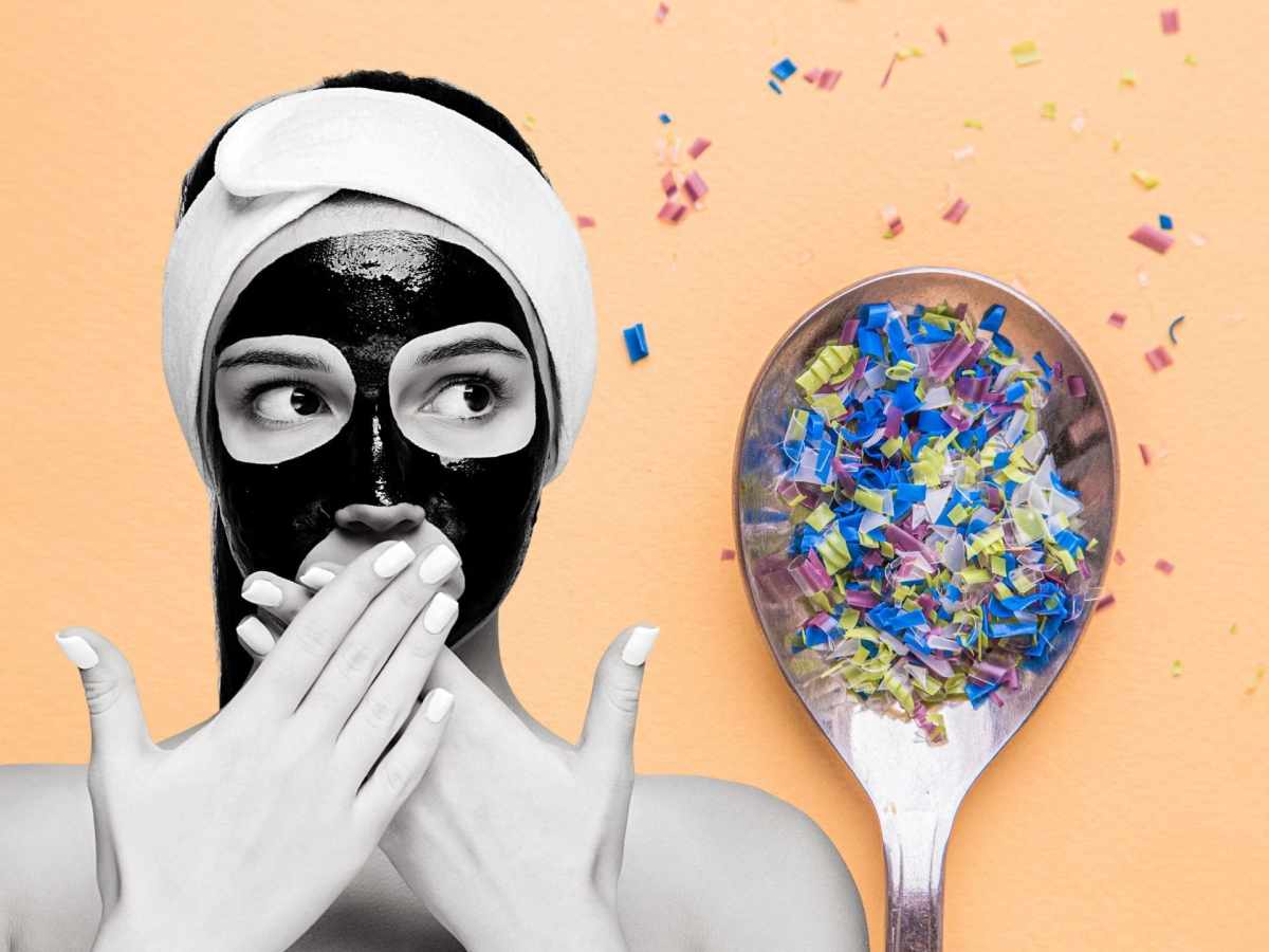 schädliche Inhaltsstoffe Kosmetik Frau mit Maske Mirkoplastik