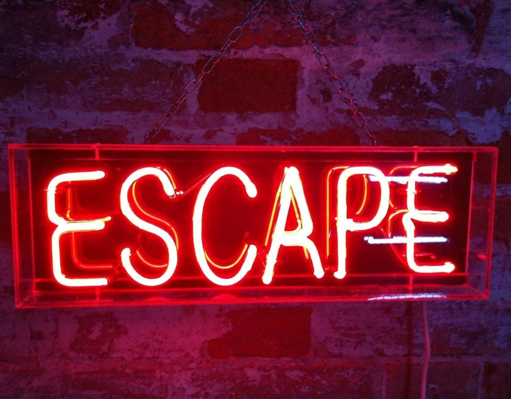 Wohin beim ersten Date Escape Room Schild