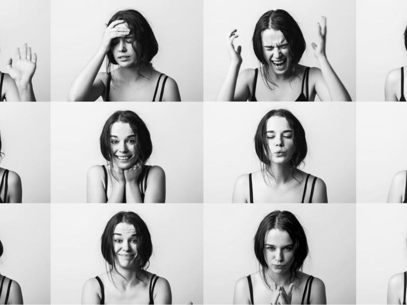 Frau verschiedene Gesichtsausdrücke