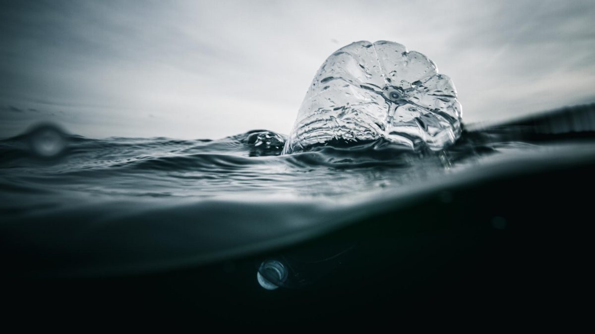 Plastikflasche schwimt im Meer