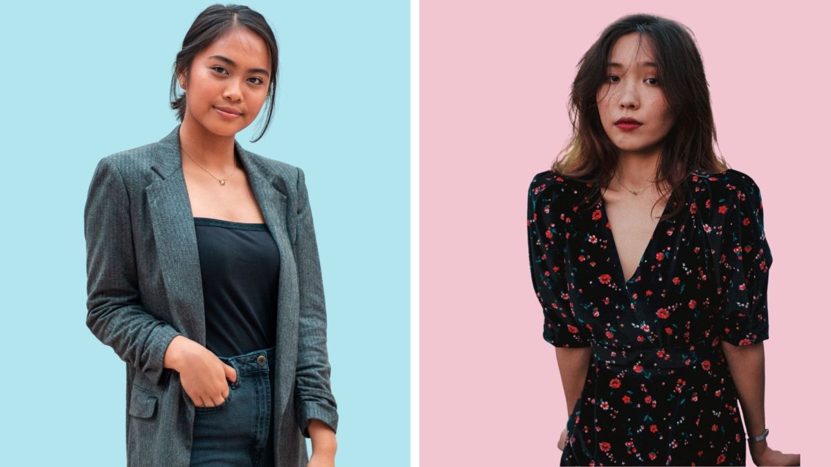 frauen asiatisch blau rosa