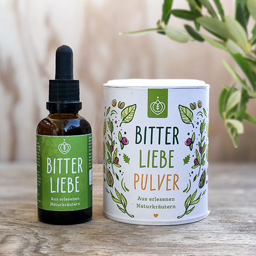 Bitterliebe Flasche mit Verpackung