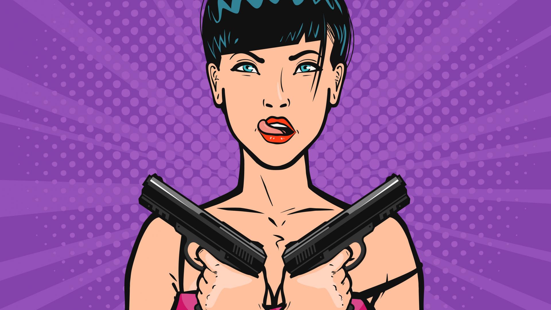 Frau mit Pistolen Comic