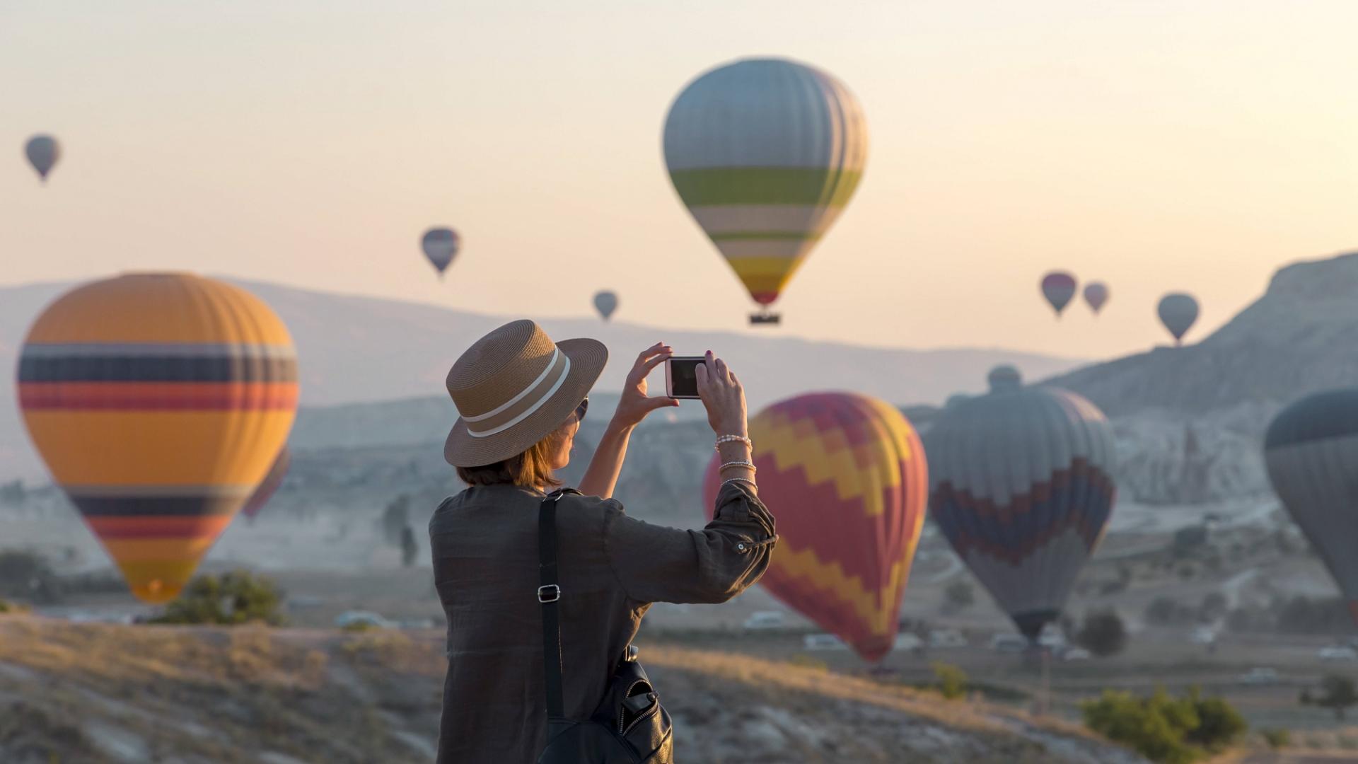 Frau Heißluftballon Foto