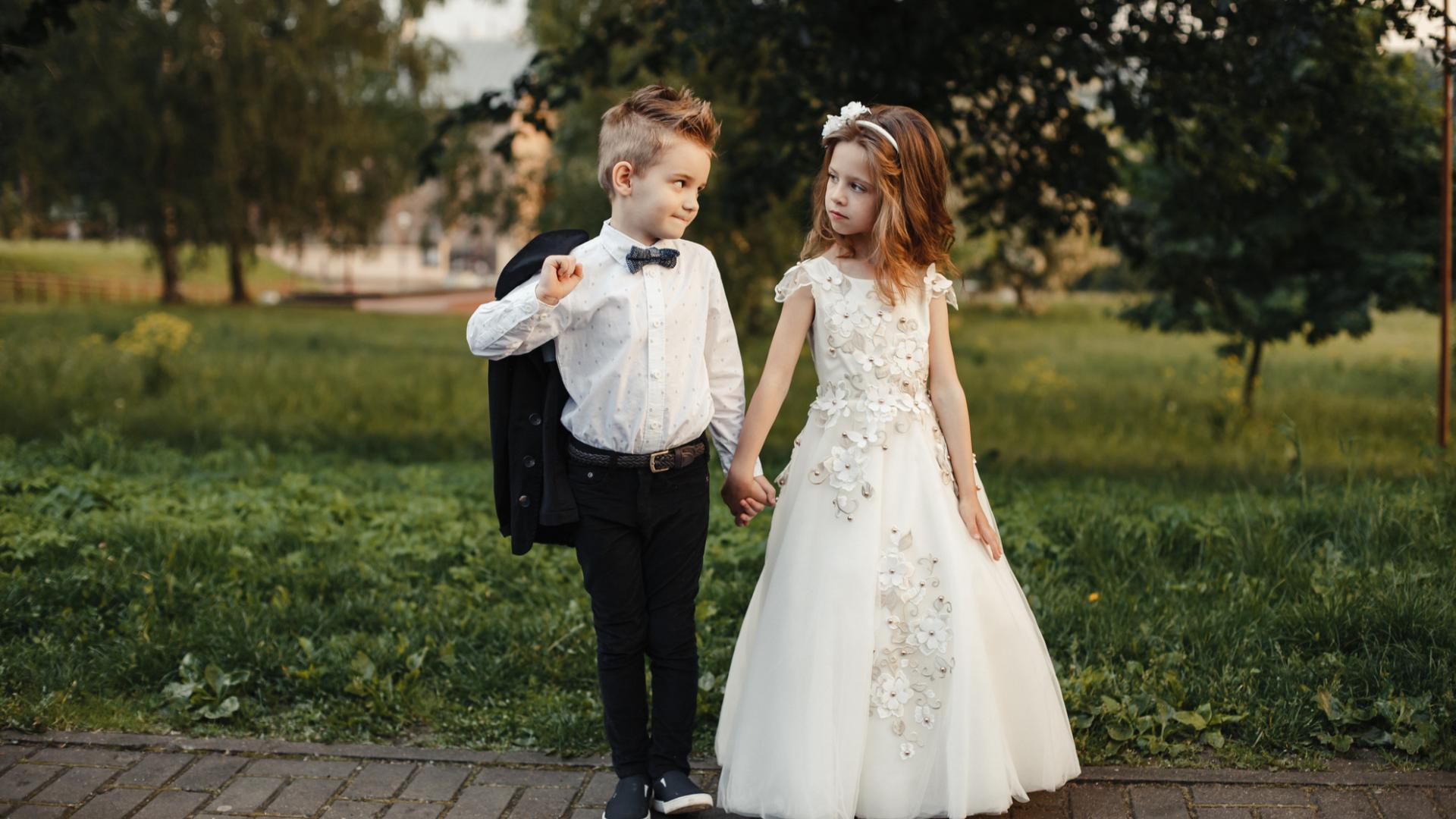 Mädchen Junge Hochzeit