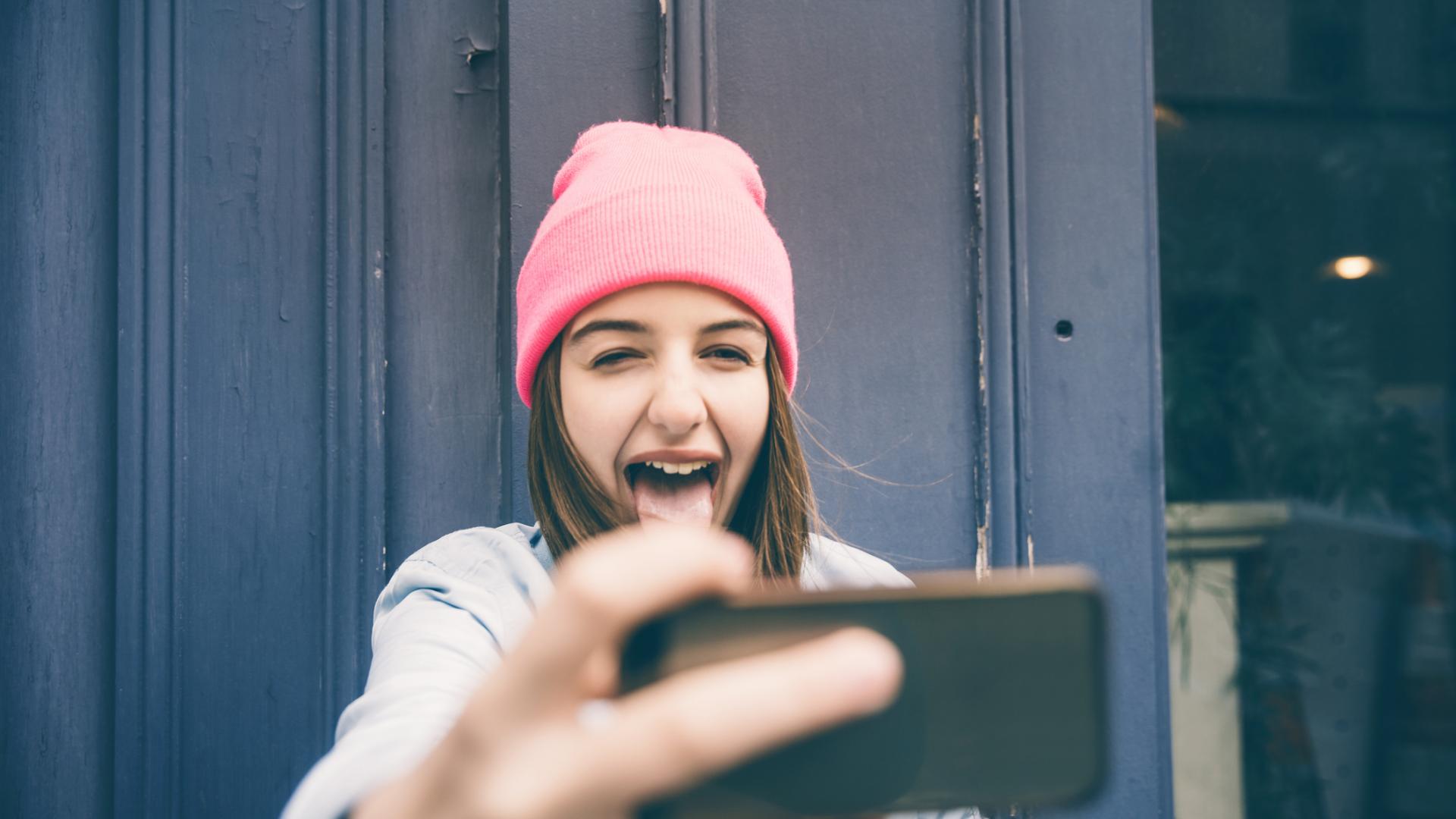 Mädchen Selfie Grimassen