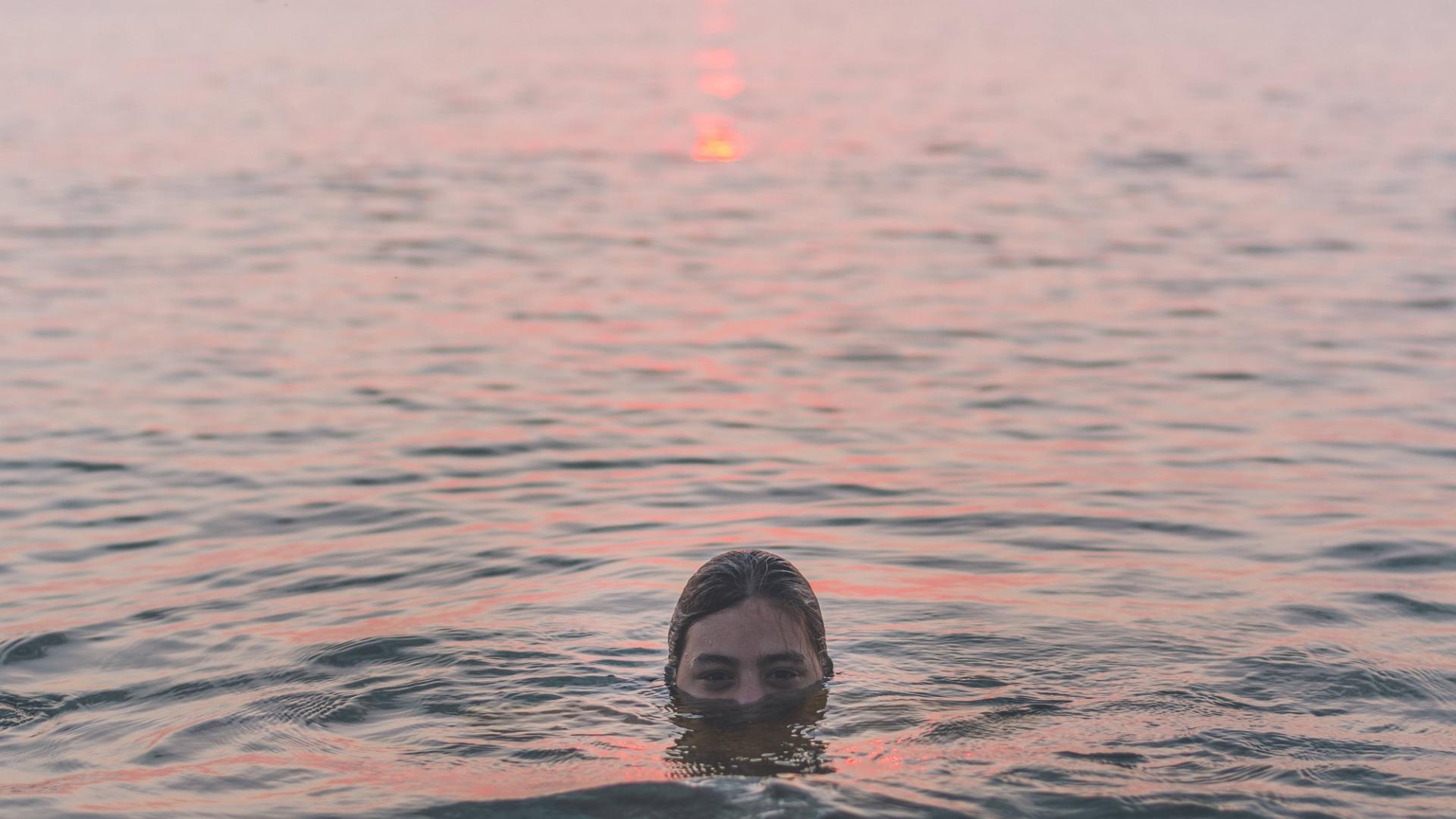 Frau, Meer, Wasser, Sonnenuntergang