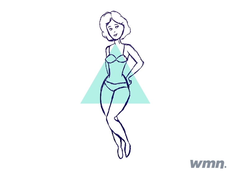 dreieckige Körperform Frau Bikini