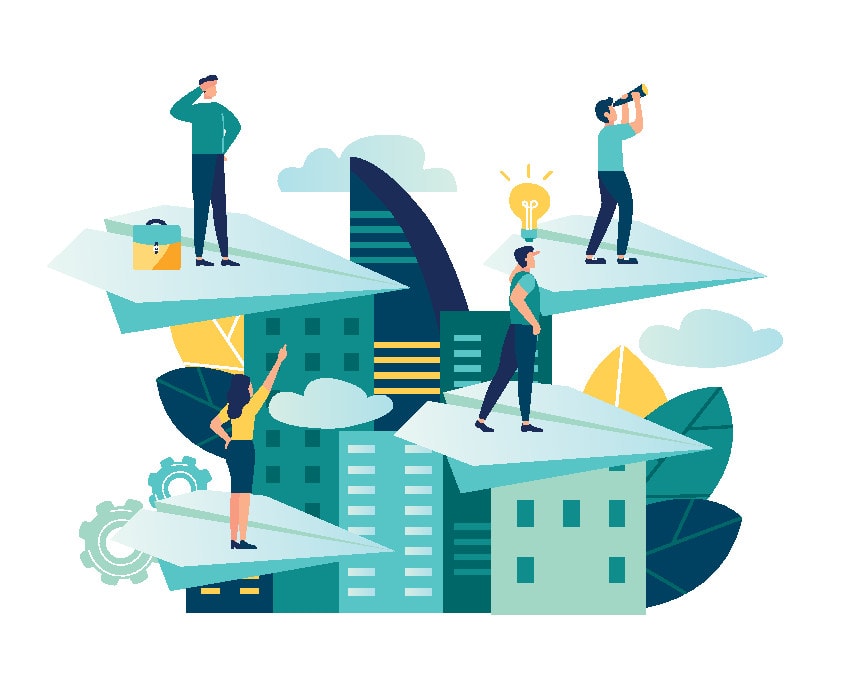 illustration entscheidungen treffen träumen ziele