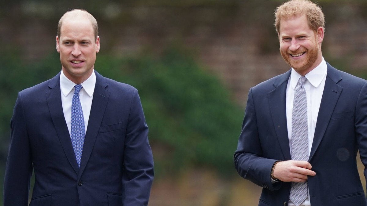 Prinz William (l.) und Bruder Harry am 1. Juli auf dem Gelände des Kensington-Palasts.. © imago images/i Images