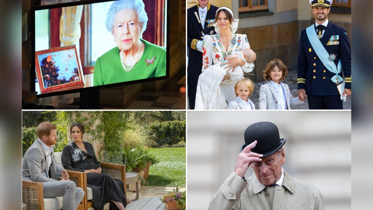 Von Harry und Meghans Skandal-Interview über Prinz Philips Tod und Sorgen um die Queen bis zu Royal-Babys: 2021 ist in den Königshäusern viel passiert.. © [M] imago/PPE / imago images/ZUMA Press / imago/Starface / imago/ZUMA Press