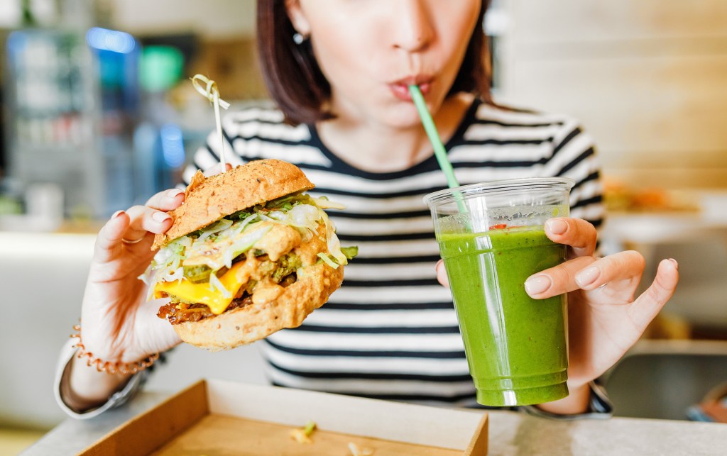 vegan Fast Food Burger Smoothie Ernährungsgewohnheiten