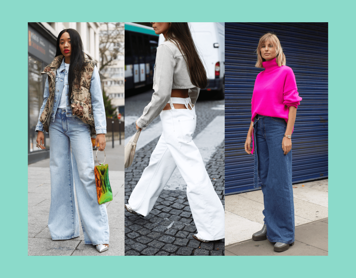 Collage von drei Models mit weiten Jeans