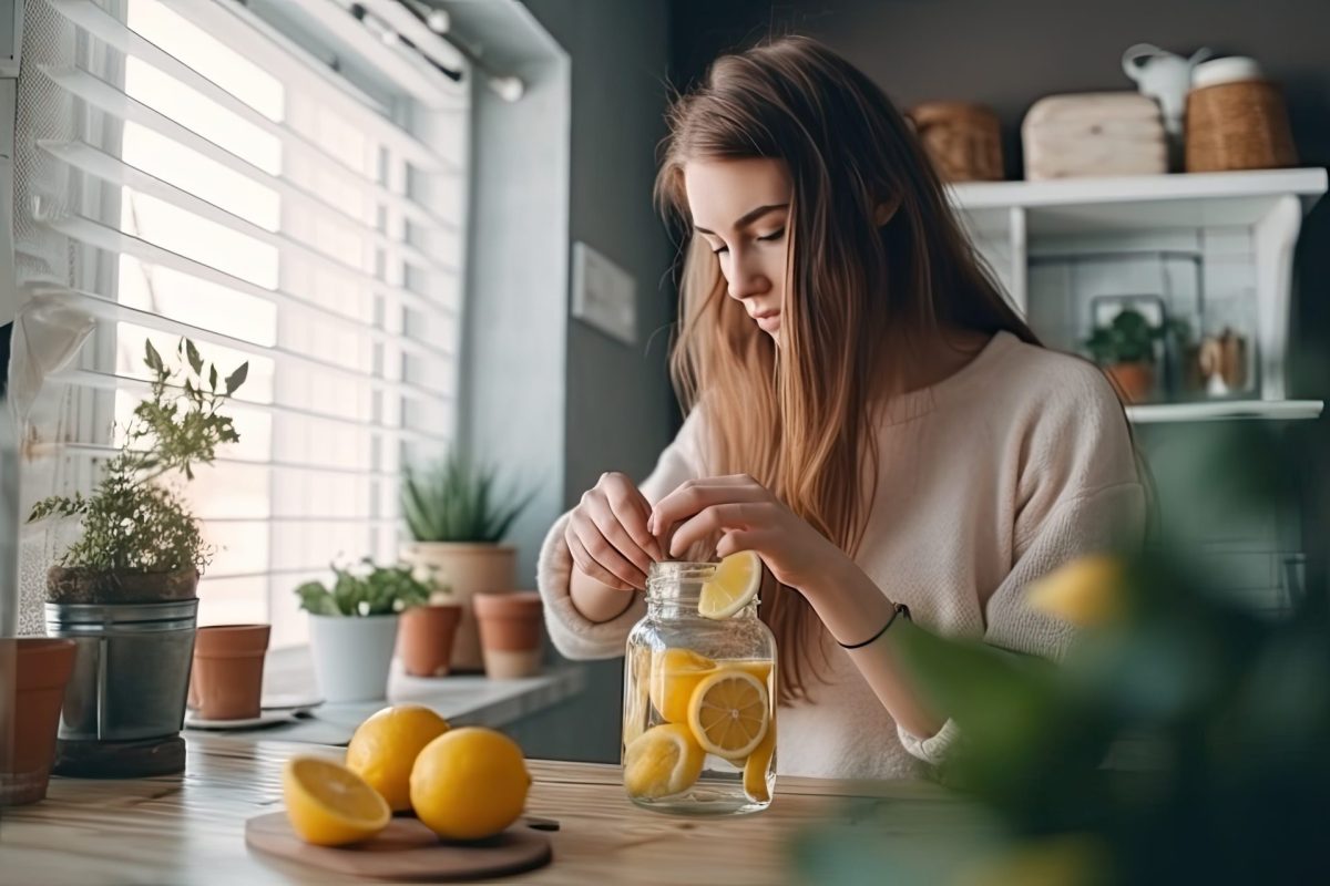 Frau Wasser mit Zitrone