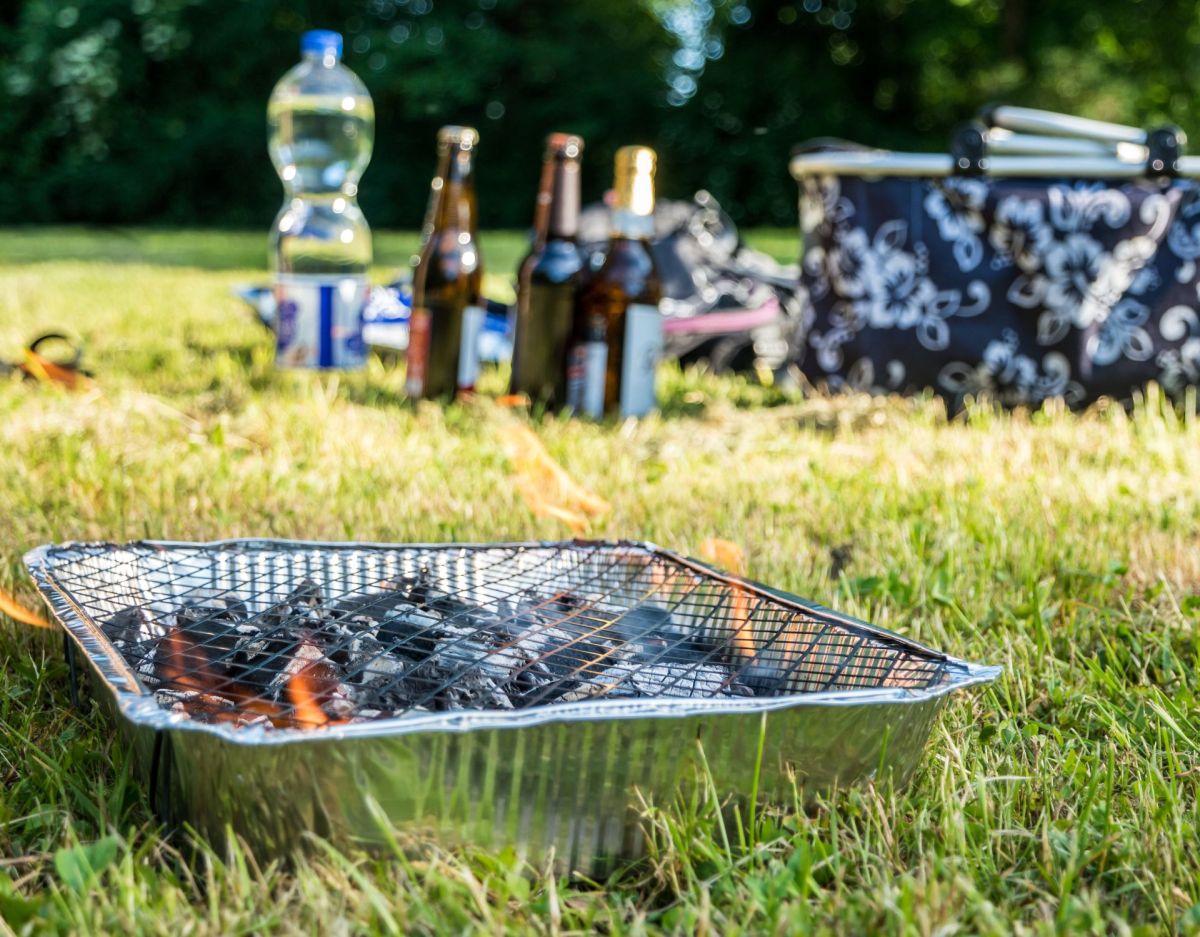 einweg grill park bier sommer