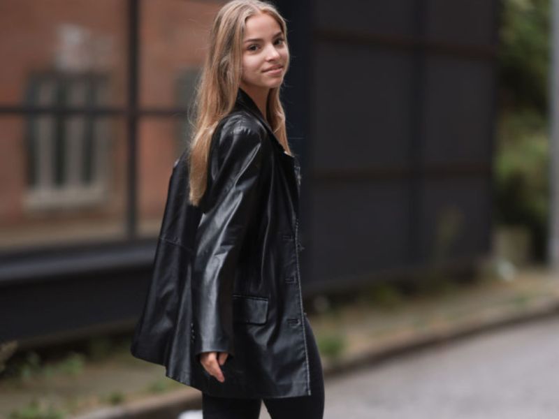 Lederjacke Streetstyle-Foto