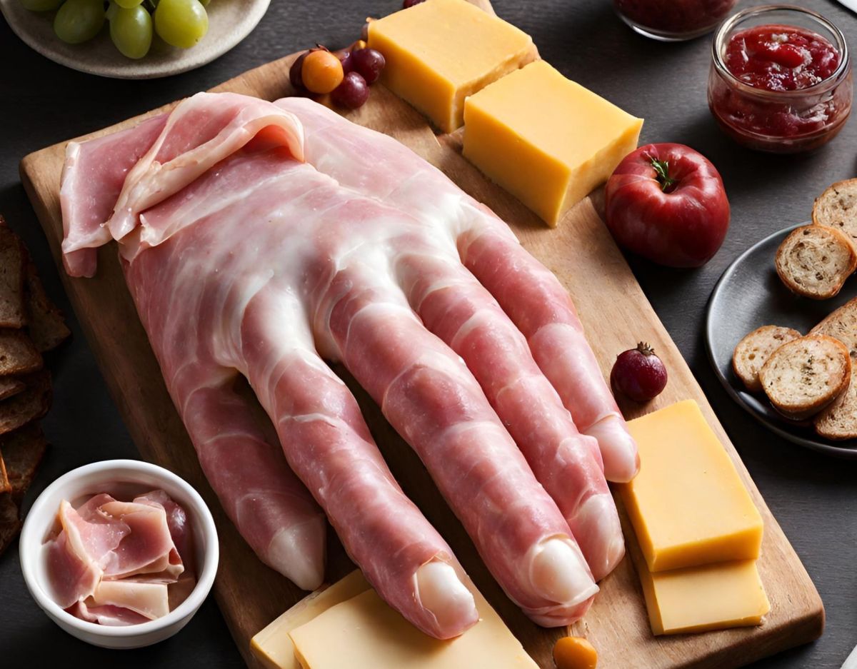 Finger Food für Halloween aus Käse und Schinken.