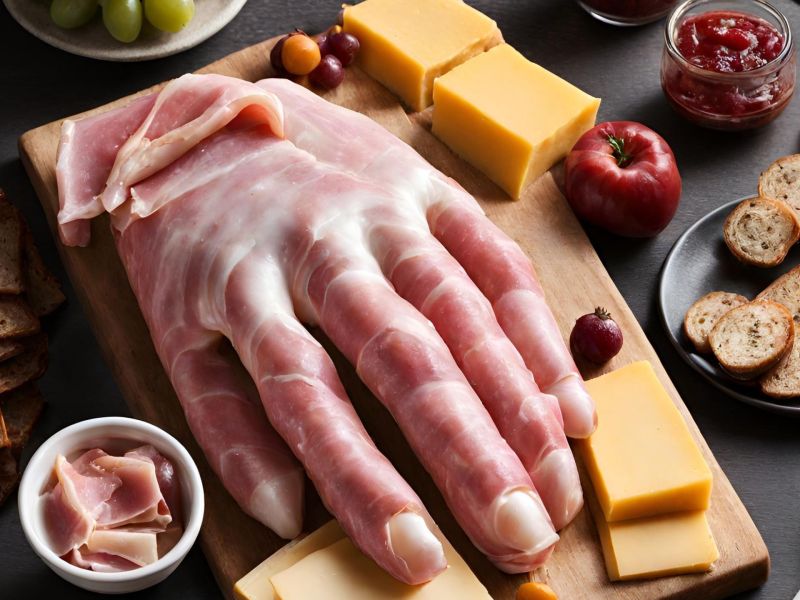 Finger Food für Halloween aus Käse und Schinken.