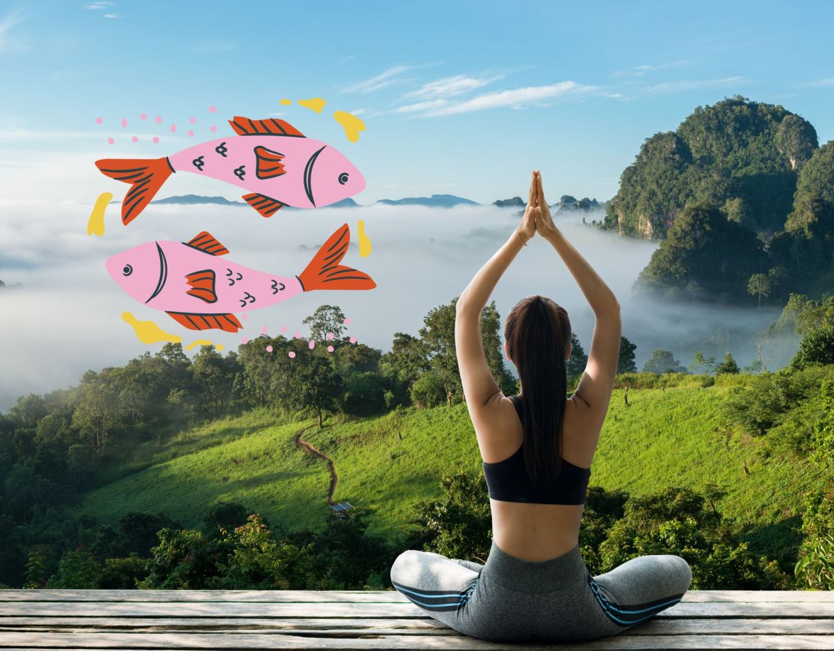 Frau macht Yoga: Gesundheit Horoskop 2024 für Sternzeichen Fische