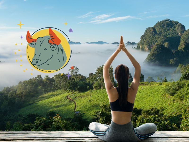 Frau macht Yoga: Gesundheit Horoskop 2024 für Sternzeichen Stier