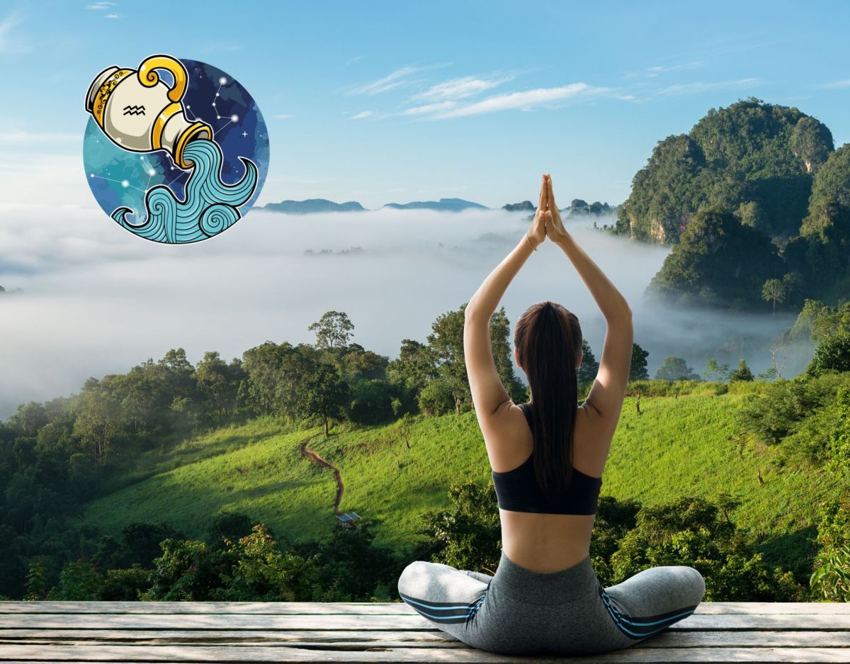 Frau macht Yoga: Gesundheit Horoskop 2024 für Sternzeichen Wassermann