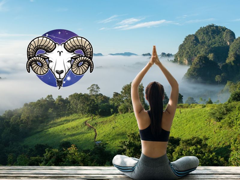 Frau macht Yoga: Gesundheit Horoskop 2024 für Sternzeichen Widder