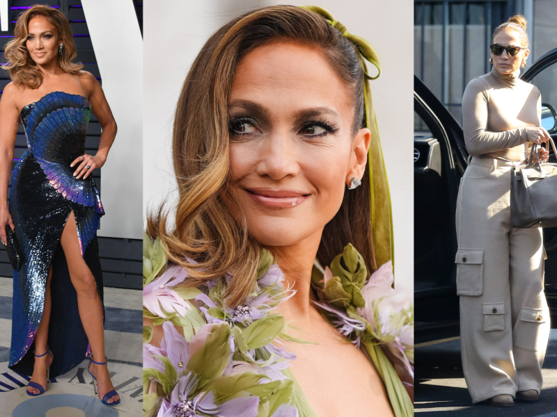 Jennifer Lopez auf drei verschiedenen Bildern.