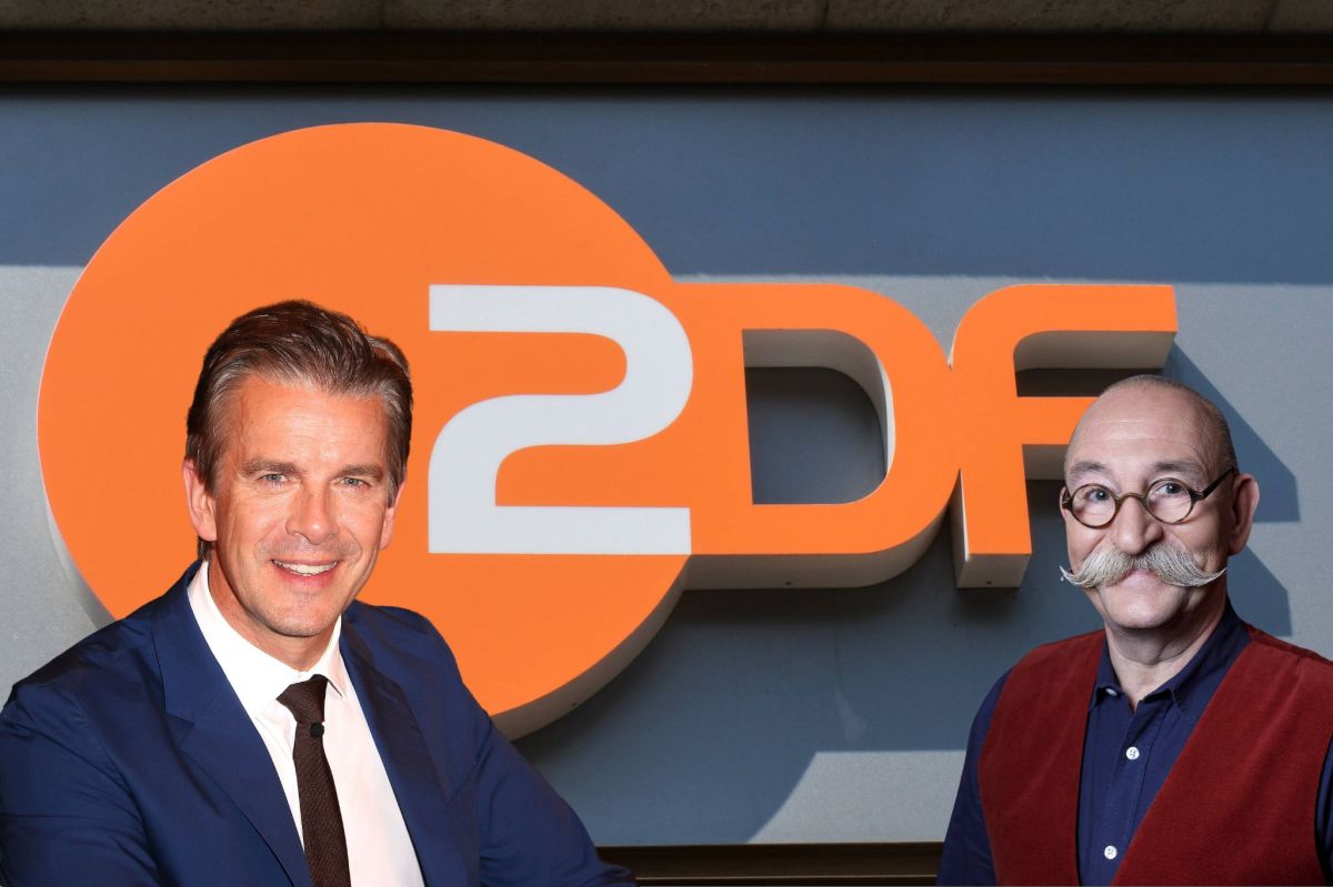 Markus Lanz und Horst Lichter vor dem ZDF-Logo.