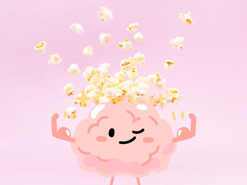 Popcorn springt aus Gehirn