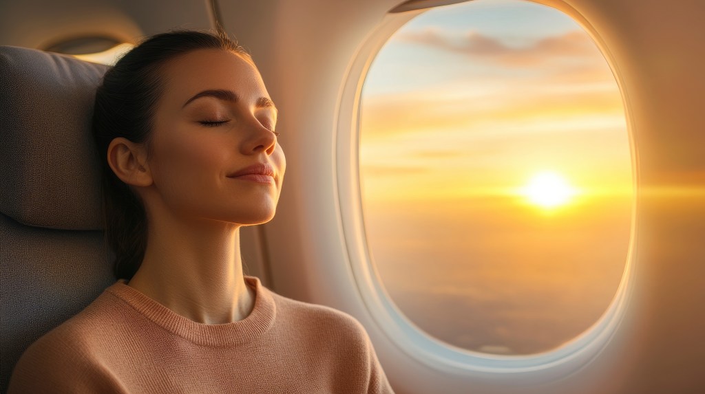 Frau im Flugzeug