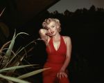 Marilyn Monroe in einem roten Kleid