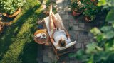 Frau entspannt im Garten