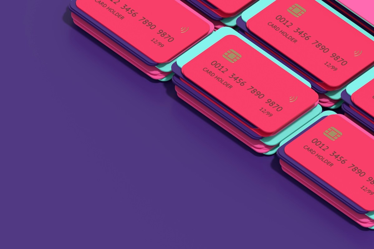 Farbiger Finanz- und Technologiehintergrund für Kreditkarten.